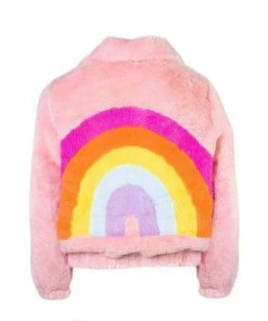 Lola + The Boys Girls Rainbow Faux Fur Coat