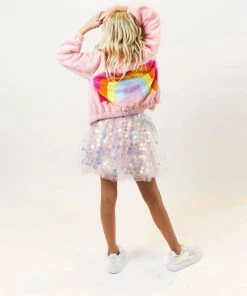Lola + The Boys Girls Rainbow Faux Fur Coat