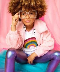 Lola + The Boys Girls Rainbow Faux Fur Coat