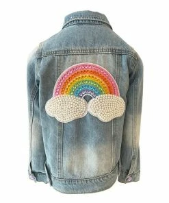 Lola + The Boys Rainbow Pearl Denim Jacket Girls