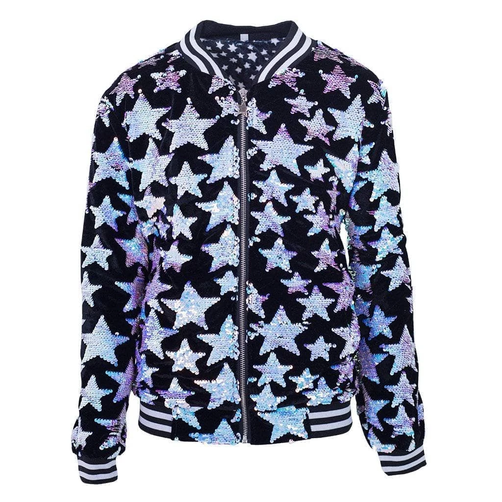 Lola + The Boys Girls Starry Night Velvet Bomber 5 Lola + The Boys Girls Starry Night Velvet Bomber