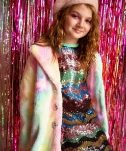 Lola + The Boys Girls Tie Dye Faux Fur Coat