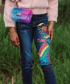 Lola + The Boys Happy Rainbow Crystal Jeans New Arrivals
