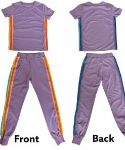 Lola + The Boys New Arrivals Lavender Rainbow Sequin Jogger Set
