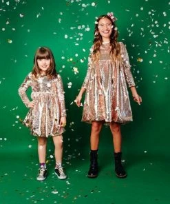 Lola & The Boys Rose Gold Sequin Flip Party Dress 9 Lola & The Boys Rose Gold Sequin Flip Party Dress
