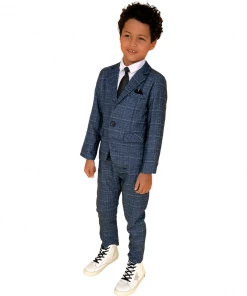 Lola + The Boys Navy Plaid Three Piece Suit New Arrivals
