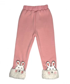 Lola + The Boys Girls Cozy Bunny Pink Joggers