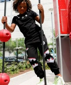 Lola + The Boys Shark Boy Black Joggers