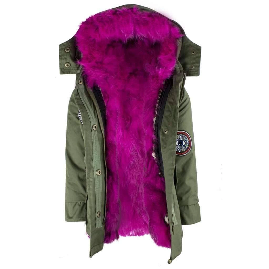 Lola & The Boys Girls Pink Patched Parka 4 Lola & The Boys Girls Pink Patched Parka