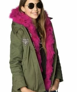 Lola & The Boys Girls Pink Patched Parka 11 Lola & The Boys Girls Pink Patched Parka