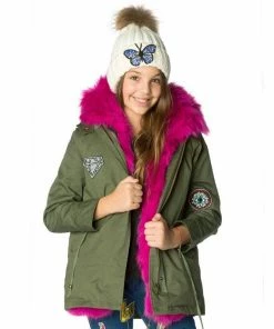 Lola & The Boys Girls Pink Patched Parka 10 Lola & The Boys Girls Pink Patched Parka