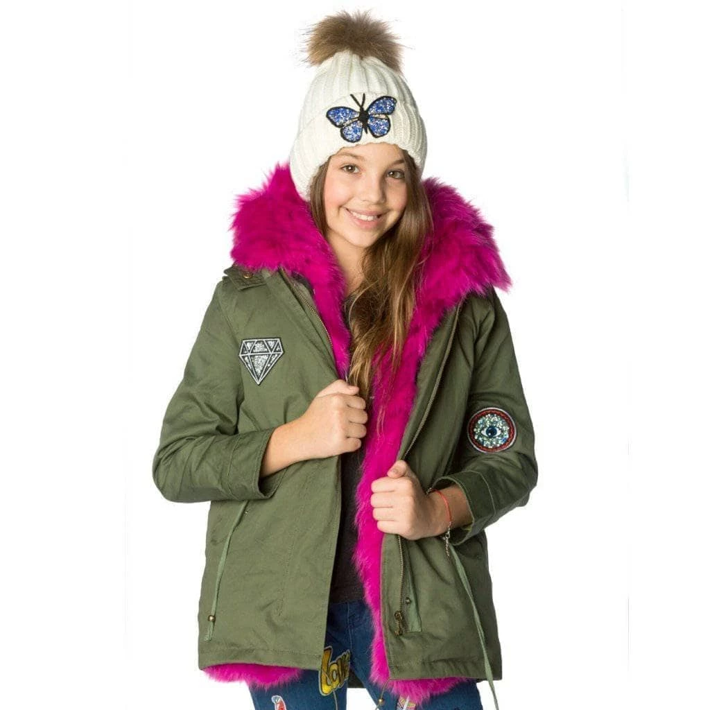 Lola & The Boys Girls Pink Patched Parka 6 Lola & The Boys Girls Pink Patched Parka