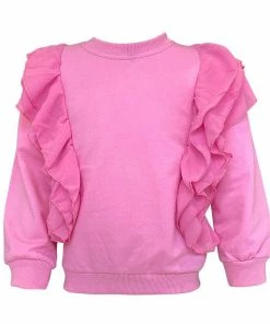 Lola + The Boys New Arrivals Pink Ruffle Sleeve Sweatshirt
