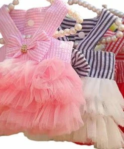 Lola + The Boys Pink Stripe Bow Dog Dress 9 Lola + The Boys Pink Stripe Bow Dog Dress