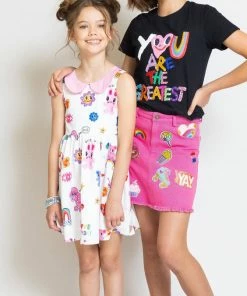 Lola + The Boys Rainbow Bunny Doodle Dress New Arrivals