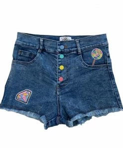 Lola + The Boys Rainbow Buttons Denim Shorts New Arrivals