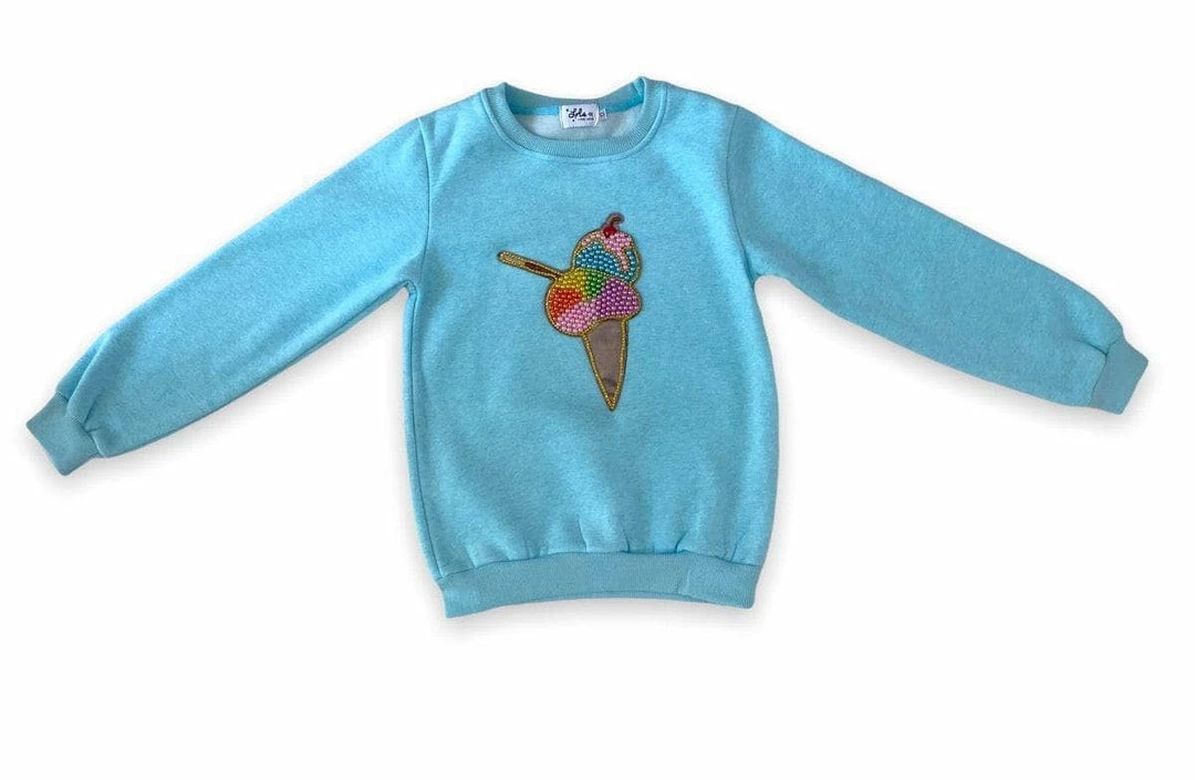 Lola + The Boys Rainbow Pearls Ice Cream Sweatshirt Girls 3 Lola + The Boys Rainbow Pearls Ice Cream Sweatshirt Girls