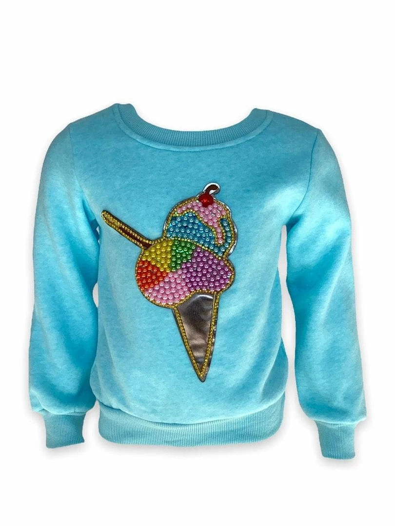 Lola + The Boys Rainbow Pearls Ice Cream Sweatshirt Girls 4 Lola + The Boys Rainbow Pearls Ice Cream Sweatshirt Girls