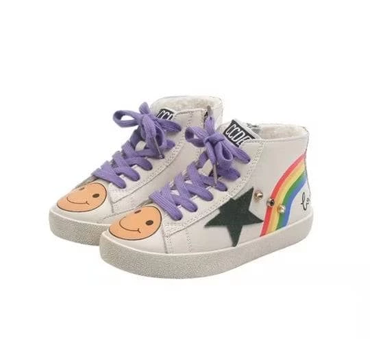 Lola + The Boys Girls Rainbow Smiley Hi Top Sneaker 3 Lola + The Boys Girls Rainbow Smiley Hi Top Sneaker