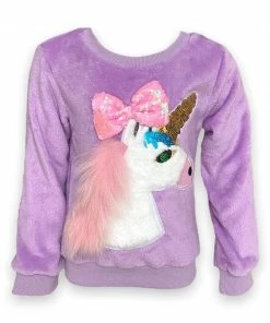 Lola + The Boys Sequin Bow Velour Unicorn Sweatshirt New Arrivals