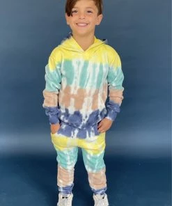 Lola + The Boys Abstract Tie Dye Set Navy