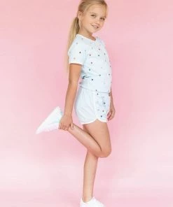 Lola + The Boys Baby Blue Rainbow Gem Short Set Girls