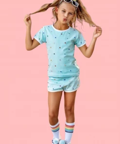 Lola + The Boys Baby Blue Rainbow Gem Short Set Girls