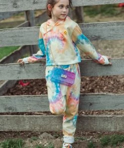 Lola + The Boys Be Happy Tie Dye Cropped Set Girls