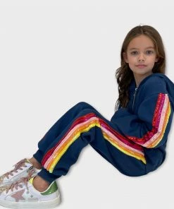 Lola + The Boys Girls Rainbow Sequin Navy Joggers Hoodie Set 8 Lola + The Boys Girls Rainbow Sequin Navy Joggers Hoodie Set