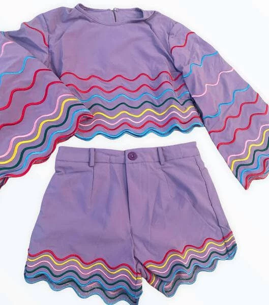 Lola + The Boys New Arrivals Rainbow Wave Short Purple 5 Lola + The Boys New Arrivals Rainbow Wave Short Purple