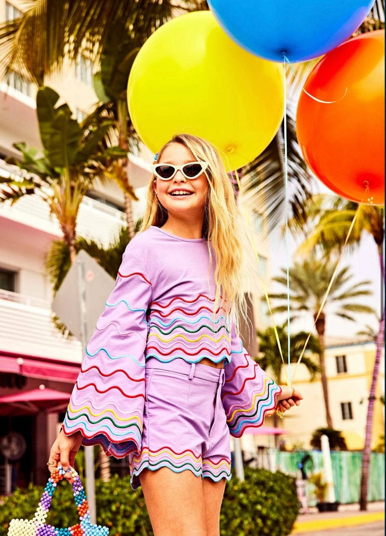 Lola + The Boys New Arrivals Rainbow Wave Short Purple 6 Lola + The Boys New Arrivals Rainbow Wave Short Purple