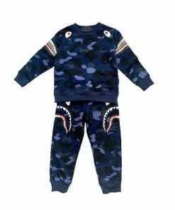 Lola + The Boys Shark Boy Camo Jogger Set