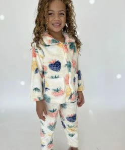 Lola + The Boys Girls Strawberry Art Velour Set