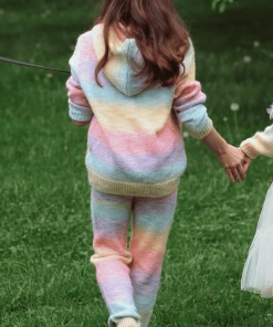 Lola + The Boys Sunset Knit Hoodie And Pant Set Girls