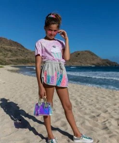 Lola + The Boys Girls Beaded Pearl Track Shorts