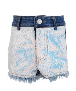 Lola + The Boys Sequin Denim Patch Shorts Girls