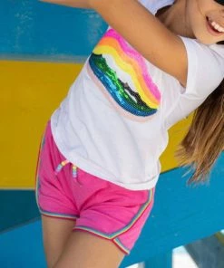 Lola + The Boys Towel Beaded Racer Shorts Girls