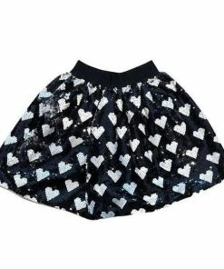 Lola + The Boys Black Sequin Hearts Skirt Girls