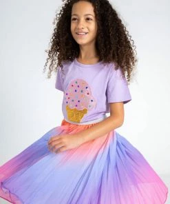 Lola + The Boys Sherbet Ombre Pleated Skirt