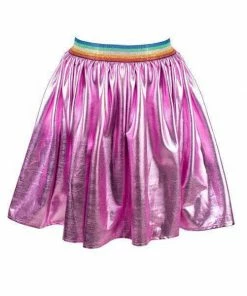 Lola + The Boys Magenta Rainbow Foil Skirt Girls