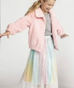 Lola + The Boys Girls Sparkly Rainbow Midi Skirt