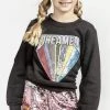 Lola + The Boys Beaded Dreamer Patch Sweatshirt Girls