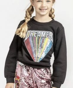 Lola + The Boys Beaded Dreamer Patch Sweatshirt Girls