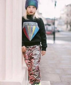 Lola + The Boys Beaded Dreamer Patch Sweatshirt Girls