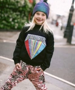 Lola + The Boys Beaded Dreamer Patch Sweatshirt Girls