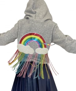 Lola + The Boys Crystal Rainbow Rain Hoodie