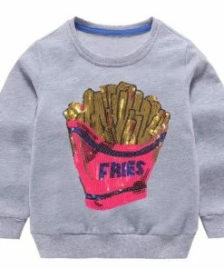 Lola + The Boys Girls French Fries Grey Sweatshirt