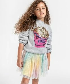 Lola + The Boys Girls French Fries Grey Sweatshirt