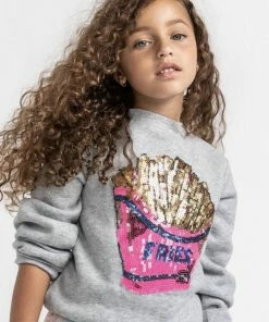 Lola + The Boys Girls French Fries Grey Sweatshirt