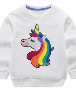 Lola + The Boys Happy Rainbow Unicorn Sweatshirt Girls